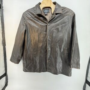 Cherokee Men's Brown Leather Size XXL Long Sleeve Pockets Jacket
